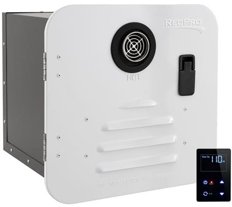 RecPro Scaldabagno senza serbatoio per camper | Riscaldatore di acqua calda su richiesta | Scaldabagno a gas | Telecomando incluso (bianco)