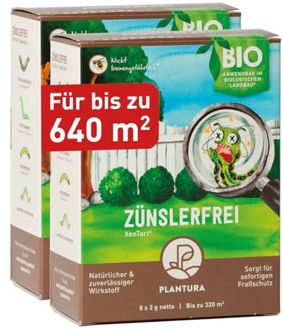 Plantura Zünslerfrei XenTari® Raupenfrei Mittel gegen Buchsbaumzünsler, hochwirksames & biologisches Spritzmittel, 32 g für 640 m²