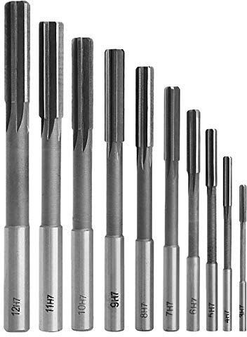 Powertool HSS Alesatore a mano con gambo dritto, 5 pezzi (4-5-6-8-10 mm) H7, set durevole