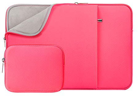 RAINYEAR 11 Pulgadas Funda Protectora para Portátil Compatible con 11 MacBook Chromebook Tablet DELL HP Laptop Caso con Bolsa de Accesorios y Bolsillo Delantero(Rosa Brillante,Versión Mejorada)