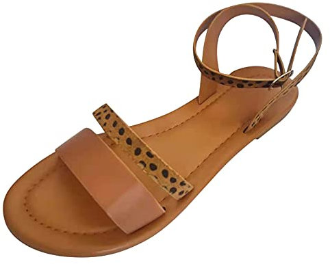 Woaikeyu Plates Sandales Femmes Été Bout Ouvert Bride Cheville Sandales Gladiateur marron 42