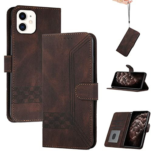 momoka Wallet Custodia Cover per iphone 12 mini(5.4),Custodia Sottile in Pelle per Telefono,Premium PU/TPU,Supporto Stand,Chiusura Magnetica-Marrone