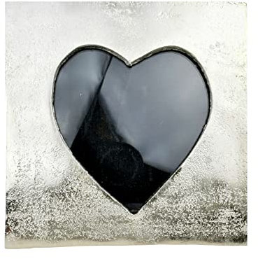 generich Bilderrahmen Herz Design | Rahmen Fotorahmen | Aluminium silber | 14,5x15,5 cm