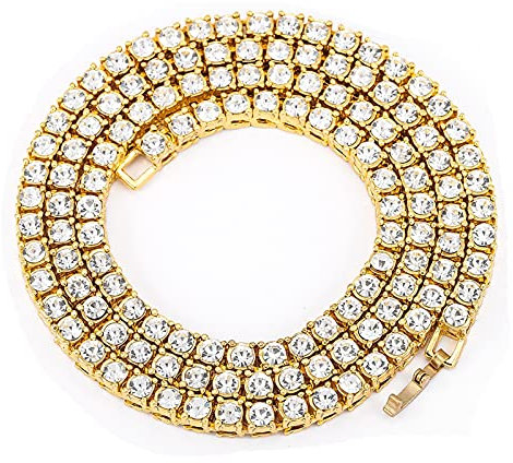 Mesnt Halskette Herren Gold, Ketten Für Frauen Gold, Kette Ohne Anhänger, Iced Out Box-Kette aus Legierung, 4mm Kette Gold 51cm
