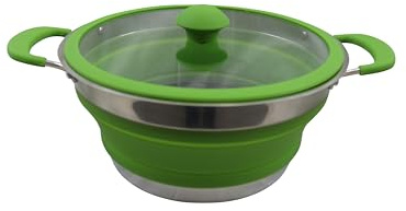 Vango 3L Non-Stick Collapsible Casserole, Dishwasher & Oven Safe, Folding Silicone, Cool Touch Handle, Suitable for All Cooker Types, Food Safe, BPA Free