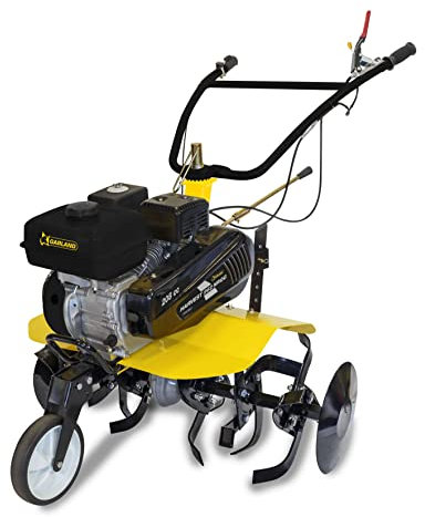 GARLAND Harvest 962NRQG-V20 - Motoazada de Gasolina - Motor 4 T de 208 CC, 5,36 CV y 60 kg. 6 Grupos de Fresa de 37 cm con Ancho de Trabajo 90 cm. Incluye Ruedas metálicas y Plato protegeplantas
