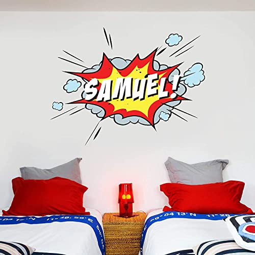 Themed Comic Book Name Personalised Wall Sticker Kids Mural Bedroom Decal (60cm Width x 45cm Height)