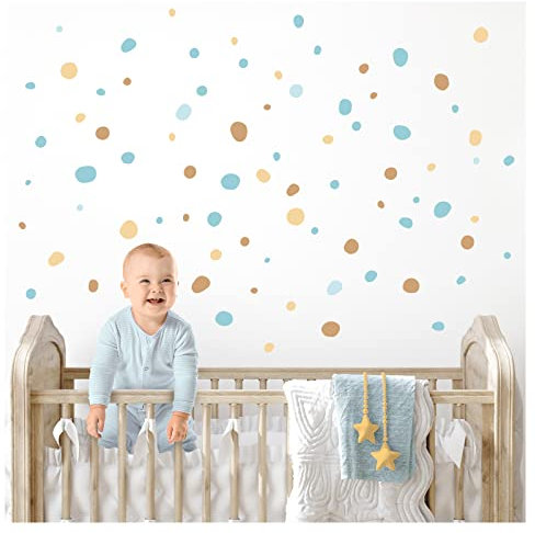 Little Deco Wandtattoo Pastell Tupfen für Kinderzimmer 92 Stück Wandsticker Babyzimmer Klebepunkte Kreise in Mint Hellblau Gelb Set Dots Wandaufkleber DL925-18