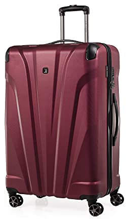 Ultra Strong Hartschalen-Koffer, 76,2 cm, Quasar von Gino Ferrari mit 8 Spinner-Rädern, harte Seiten, passend für große, mittelgroße und kleine Luggae-Set, burgunderfarben, L, Koffer
