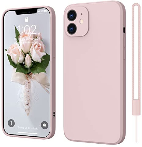 iPhone 12 Hülle Silikon Case, ElestBela Hanyhülle iPhone 12 Ultra Dünn Slim mit Microfiber, Kratzfeste Rundumschutz Case Schutzhülle Hülle für iPhone 12 6.1'' Rosa