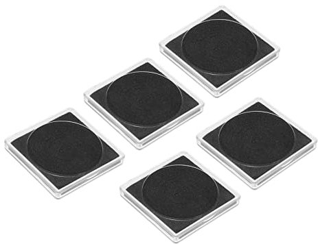 PATIKIL Monedas Presión Soporte, 5 Paquete Moneda Colección Estuche Cuadrado con Monedas Exhibición Cuadro Ajuste 17/22/27/32/37mm Monedas para Coleccionista Colección, Claro Negro