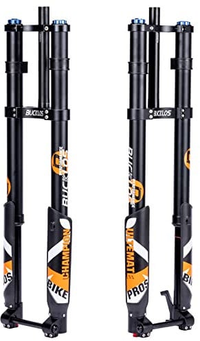 BUCKLOS Fourche de Descente inversée pour VTT électrique de 66/27,5/29 - Déplacement de 140/180 mm - Frein à Disque Conique Droit - Fourche Avant de vélo