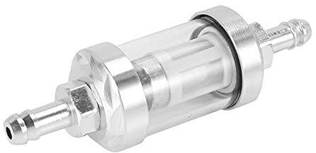 Orton Universal-Benzinfilter für Benzinmotor aus verchromtem Glas, Benzin, 5/16 Zoll, 8 mm, Silber für Motorräder