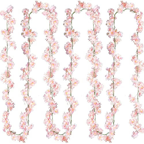 Kunstblumen Girlande, 1.8m Dekorationen KüNstliche Seidenblumen, Hängend Blumen Rosa, Kirschblüten, Kirschblüten Girlande, Für Zuhause, Hochzeit, Party, Gartenhintergrunddekoration (Rosa)
