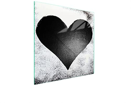 DarHuas Herdabdeckplatte 50x52 cm 1-teilig Ceranfeldabdeckung Induktion Herdschutz Spritzschutz Glasplatte Deko Schneidebrett, Herz Liebe