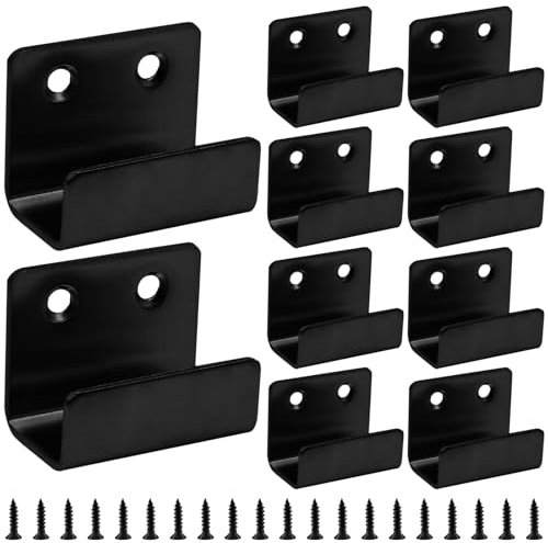 Murtenze 10Pack Tile Bracket Stainless Steel Wall Hanger Fastener Bracket, Wall Hook Picture Frame Fixing Brackets Hooks with Mounting Screws for Ceramic Tile Display(Black, Inner Width 20mm/0.79)