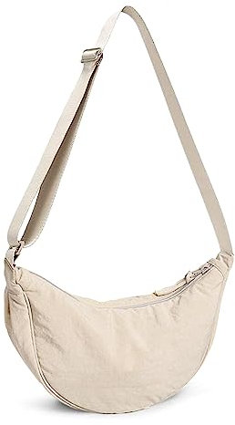 Damen Halbmond Crossbody Schultertasche Crossbody Bag mit Verstellbarer Schultergurt Tasche Beige Umhängetasche Stylische Crossbody Bag Bauchtasche mit Reißverschluss stylisch brusttasche für Reisen