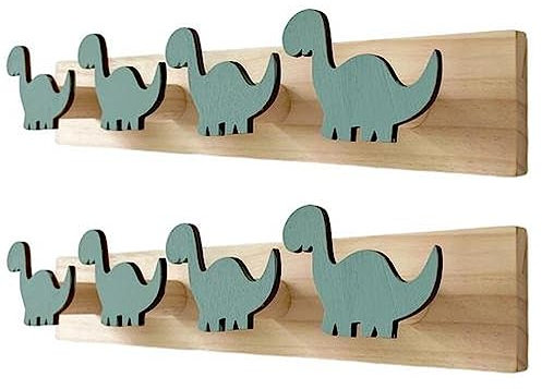 geugecy Garderobenhaken Holz Kinder, Dinosaurier Garderobenhaken Kleiderhaken Wand Mit 4 Haken, Kreative Niedliche Tier Wandhaken Holzhaken Garderobe Zum Aufhängen Kleidung, Mänteln, Hüten, Taschen