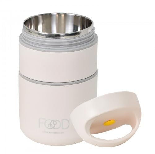 680ML Boîtes Alimentaires Isothermes, En Acier Inoxydable Boîte Isotherme Repas Chaud, Thermos Chaud Double Couche, Petit-déjeuner Boîte Récipient Thermique Boîte à Lunch pour école, bureau (Beige)