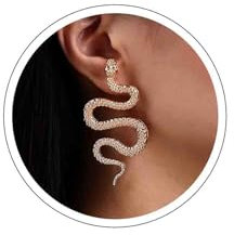 Atentuyi Boho Punk Groe Schlange Gold Gothic Ohrringe mit Baumeln, Lang und als Stecker - berschmuck fr Frauen & Mdchen