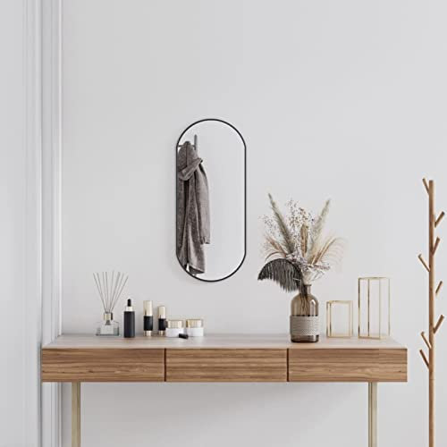 JUNZAI Wandspiegel Schwarz 70x30 cm Oval, Wall Mirror, Spiegel Schlafzimmer, Garderobenspiegel, Spiegel Schmal, Badspiegel, Kosmetikspiegel, Dekorative Spiegel