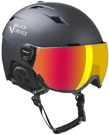 BLACK CREVICE Casco da sci con visiera Kirchberg, nero/argento, M (54-57 cm)