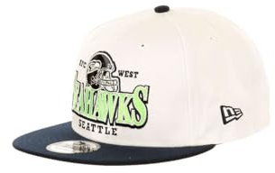 New Era Seattle Seahawks NFL White Original Teamcolour Helmet Blue 9Fifty Snapback Cap - One-Size