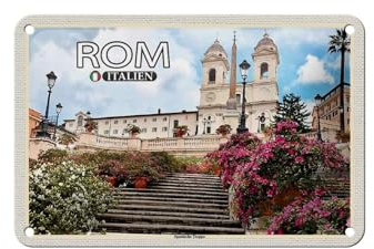 Femer Blechschild Reise Rom Italien Spanische Treppe Kirche 18x12cm Schild