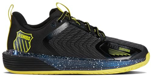 K-Swiss Men's Ultrashot 3 Tennis Shoe, Black/Tennis Yellow/Dark Shadow, 12 UK