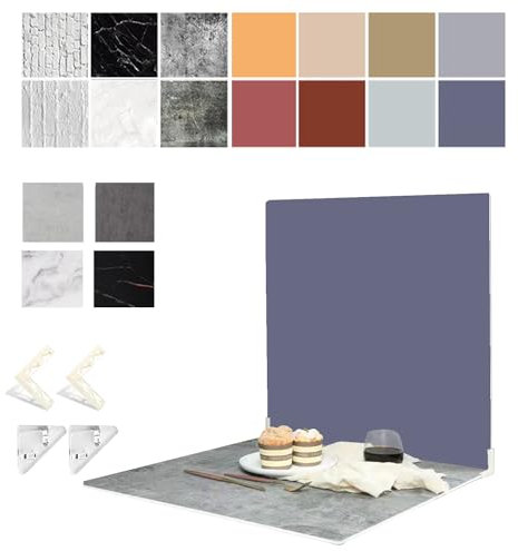 Lot de 9 Toiles de Fond Double Face pour Photo - 18 Motifs - Papier - 40,6 x 40,6 cm - pour Photographie de Petits Produits - Accessoires Alimentaires, Bijoux, cosmétiques