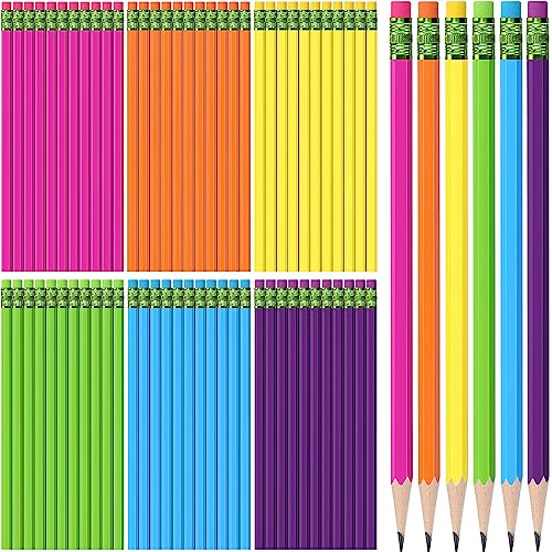 TecUnite 60 Pcs HB Pencils #2 Unsharpened Wood, Rainbow Color, Green