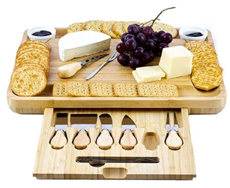 Taglieri Salumi da Cucina Set di tagliere per formaggi e coltelli Tagliere per salumi in bambù naturale, perfetto per matrimoni, regali per coppie e regali di inaugurazione della casa Taglieri Salumi