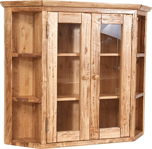 Biscottini Vitrine aus Massivholz weiß 86,5 x 21,5 x 75 cm – Küchenschrank oder Vitrine Wohnzimmer – Shabby Chic Home Einrichtung – Ausstellungsvitrine
