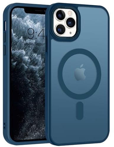 VENINGO for iPhone 11 Pro Case, Magnetic Case Compatible with MagSafe Matte Translucent Back Shockproof TPU Bumper Slim Fit Full Body Protective Phone Case Cover for iPhone 11 Pro 5.8-inch, Blue