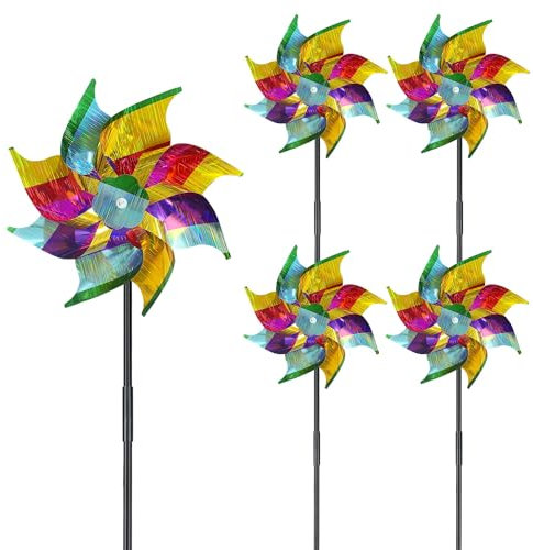 ERBO 5 Stück Windrad Vogelabwehr, Taubenabwehr Balkon, Windrad Garten, Reflektierende Windräder, Vogelschreck Vogelscheuche Balkon, Taubenabwehr für Protect Balkon, Garten, Hof, Obstgarten