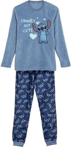 CERDÁ LIFE'S LITTLE MOMENTS Pijama Largo Coral Fleece Stitch Set di Pigiama, Blu, S Donna