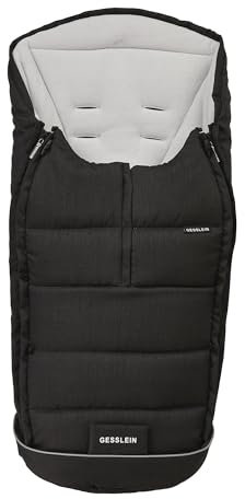 Gesslein Fußsack Igloo, Babyfußsack (mitwachsend & rutschsicher, geschützter Kopfbereich, pflegeleichter Fußsack Kinderwagen), grau meliert