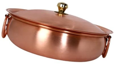 LOVIVER Kupfer Chafing Dish Kupfer Hot Pot Ramen Topf Handgefertigter Kochtopf mit Deckel für Partys Caterer Haushalt Restaurant Camping, A