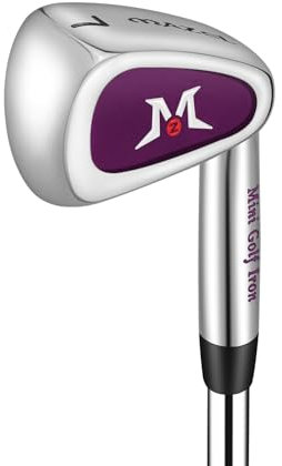 MAZEL Golf Swing Trainer Mini Golf 7 Iron Golf Club Stainless Steel Shaft 37 In Improve Hitting Accuracy (Purple Swing Trainer, 7 Iron Mini Head)