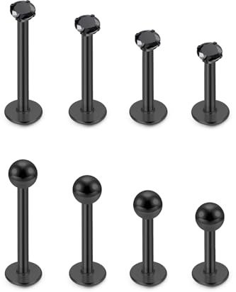 JSDDE 8 Stücke Labret Piercing Gold Set Lippenpiercing Conch Piercing Helix Tragus Piercing Knorpel Ohrringe Stud Medusa Piercing Gold 6-12mm