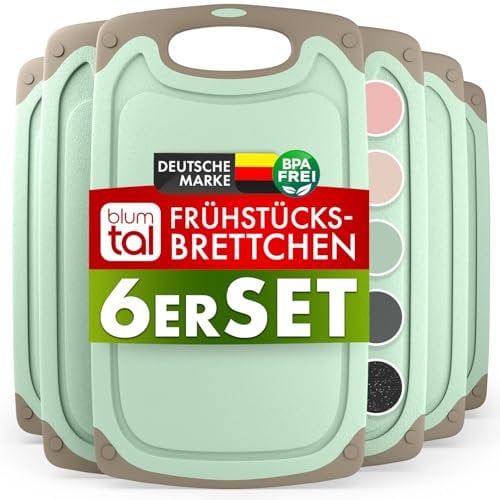 Blumtal Frühstücksbrettchen Kunststoff 25x15 cm im 6er Set - Brettchen spülmaschinenfest - Frühstücksbretter Kunststoff BPA-frei - Schneidebrett spülmaschinenfest - robuste Schneidebretter Grün