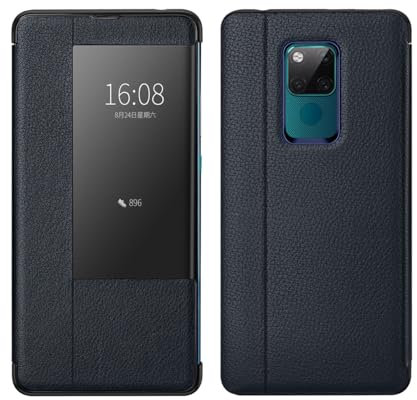 Funda con tapa para smartphone Compatible con Huawei Mate 20 X 5G Funda View Clear Smart Window, Luxury Flip Slim Mirror Hard PC Leather Flip Funda protectora a prueba de golpes for Huawei Mate 20 X 5