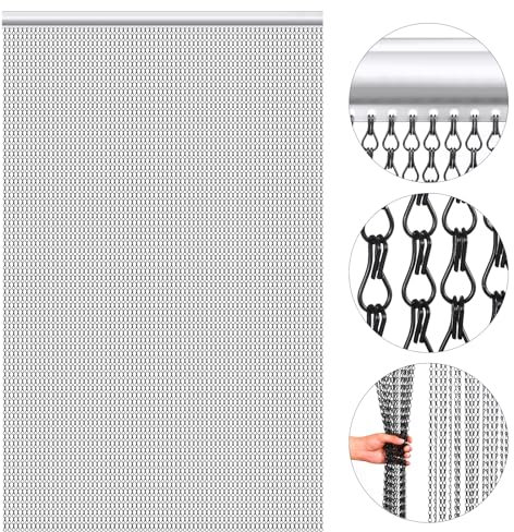 VeYocilk Black Chain Fly Screen 80x200cm Aluminum Metal Chain Curtain for Doorway Insect Blinds Pest Control