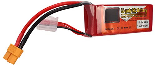 11.1V RC, 1600mAh 70C 3S Battery Pack Stable Output Current Lipos Hard Case Batteries with XT60 Plug Cell Tor for Car Trucks Vehicles