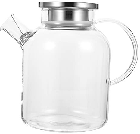 Cabilock Carafe Verre Transparent Avec Couvercle Inox Pichet Chaleur Pour Eau Jus Et Thé Accessoire De Cuisine Pour Maison Restaurant