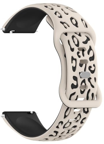 Wanme Uhrenarmbänder 22mm 20mm Uhrenarmband, Zweifarbiges Graviertes Silikon Armband, Mit Schnellverschluss Verstellbares Ersatzarmband für Herren Damen (20mm, Sternenlicht/Schwarz)