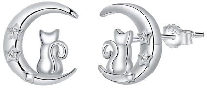 Micory Katze Ohrringe Damen 925 Sterling Silber Ohrstecke für Schmuck Geschenke für Frauen Mama Freundin