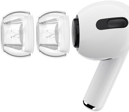 RFUNGUANGO Neue transparente Ohrkappen 1 Paar, kompatibel mit AirPods Pro 2./1. Generation Ersatz-Ohrstöpsel, mit Geräuschunterdrückung Löcher und integrierte Staub Netz, Größe（Medium）