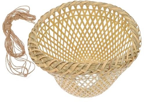 Veemoon Pantalla De Bambú Tejida a Mano Para Lámpara De Techo, Certificada Natural, Cubre Lámpara Colgante Vintage, Apta Para Comedor y Sala, Set Cuerda De Yute De 10 M, Uso Prolongado