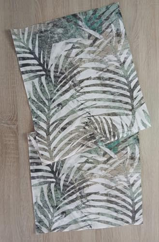 Chemin de table, motif feuille de palmier, 40 x 100 cm, 100 % coton, design moderne, tissu robuste